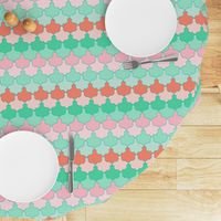 Mint, Aqua and Coral Quatrefoil SoBe Scallops