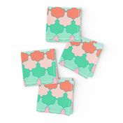 Mint, Aqua and Coral Quatrefoil SoBe Scallops