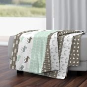 Moose Wholecloth Quilt top // grey/mint/brown