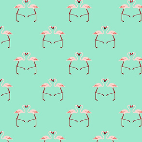 Pink Flamingoes on Aqua