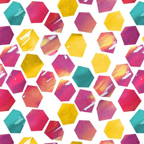 Watercolour Abstract Hexagons 