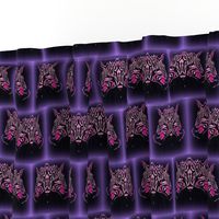 Mirrored Pink Zebra Heads on Black and Purple