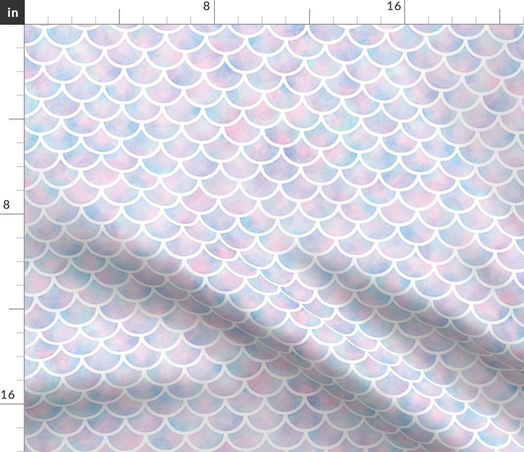 Mermaid Scales Pattern in Cotton Candy Watercolor