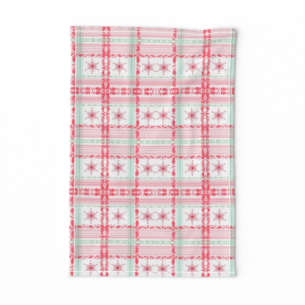 #SAGE Christmas Red Snowflake Plaid ++