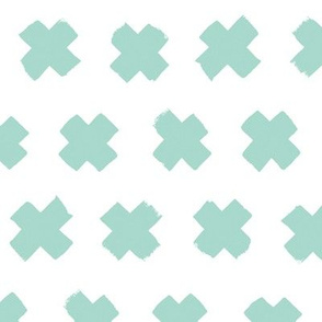 Gender neutral mint cross and abstract plus sign geometric grunge brush strokes scandinavian style print