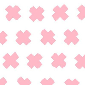 Soft blush pink girls cross and abstract plus sign geometric grunge brush strokes scandinavian style print