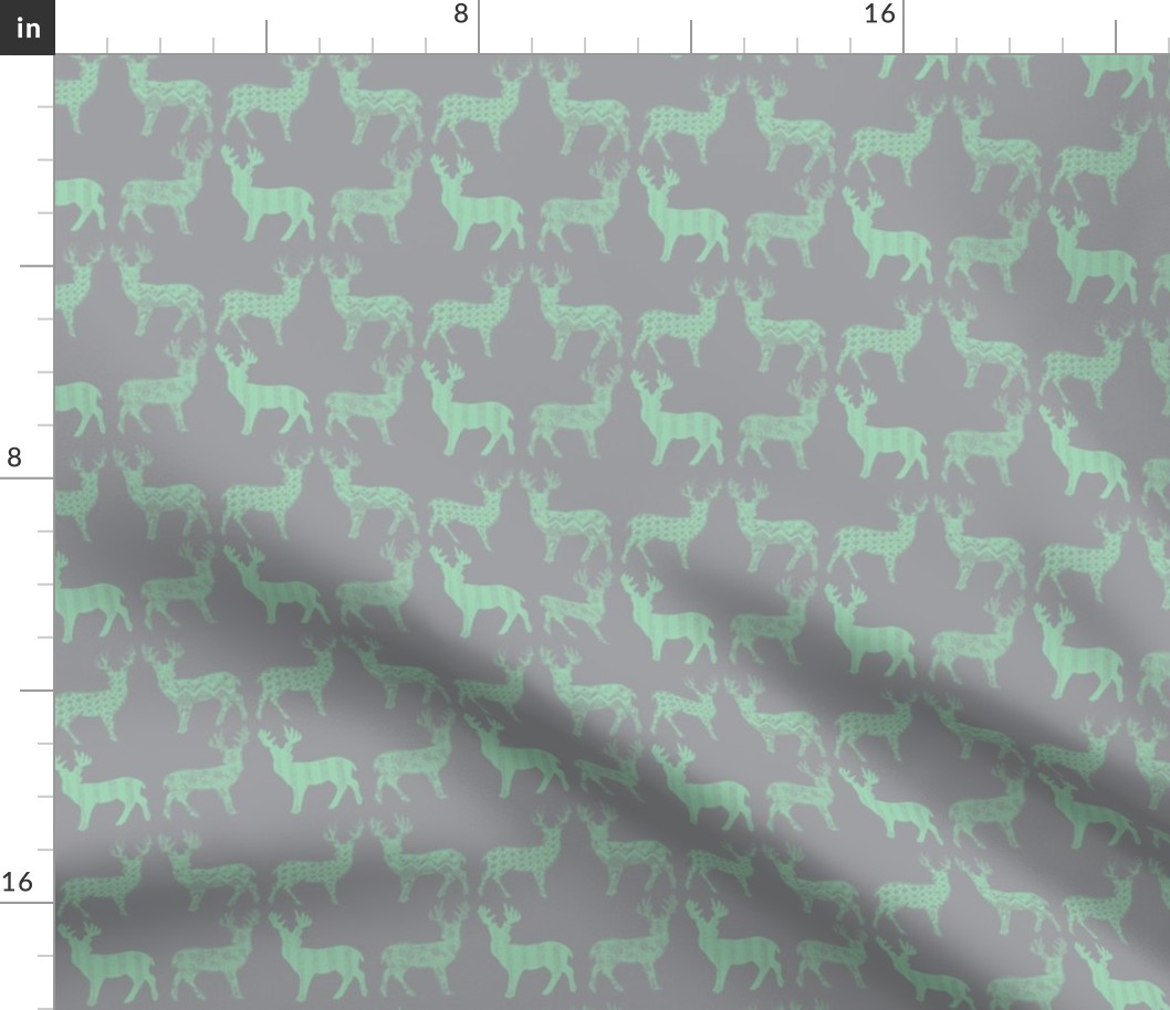 Mint Meadow Deer Mint on Gray