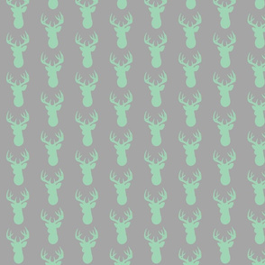Deer Silhouette in Mint and Gray