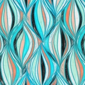 Mid Century Modern Textured Abstract in Turquoise