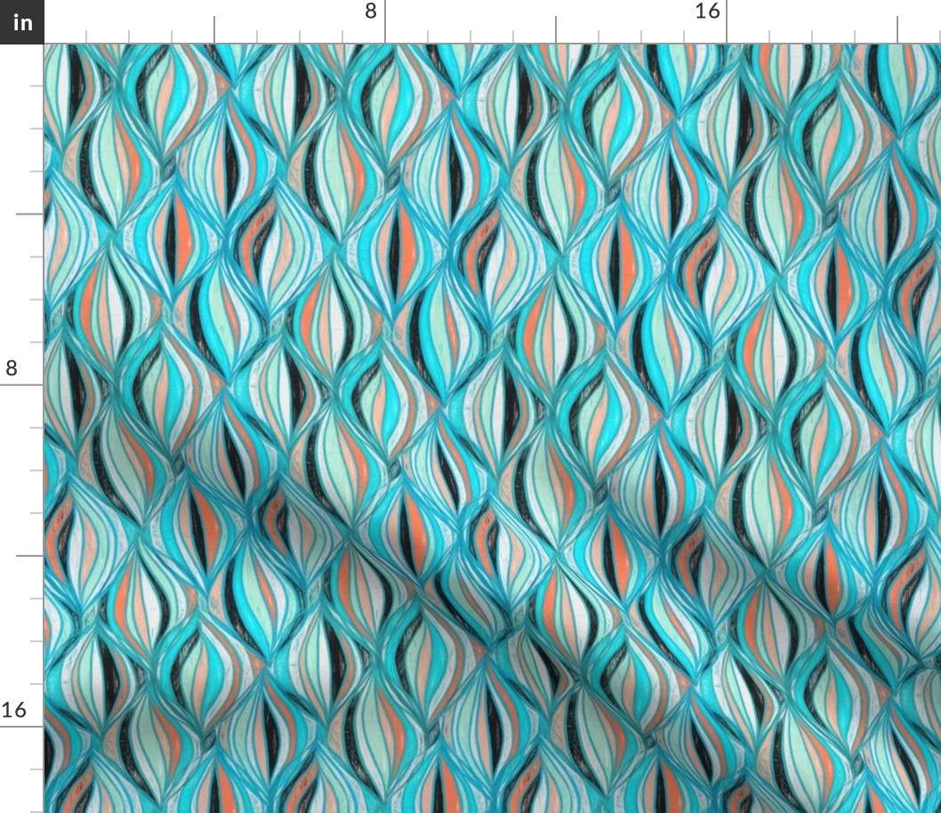 Mid Century Modern Textured Abstract in Turquoise