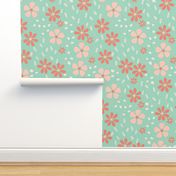Bella Floral - mint and coral
