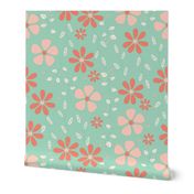 Bella Floral - mint and coral