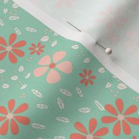 Bella Floral - mint and coral