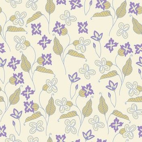Everly Floral - cream and purple