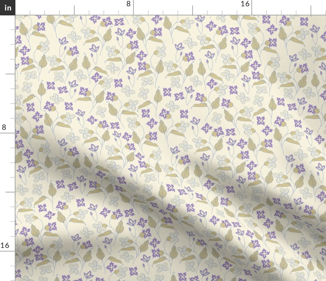 Everly Floral - cream and purple