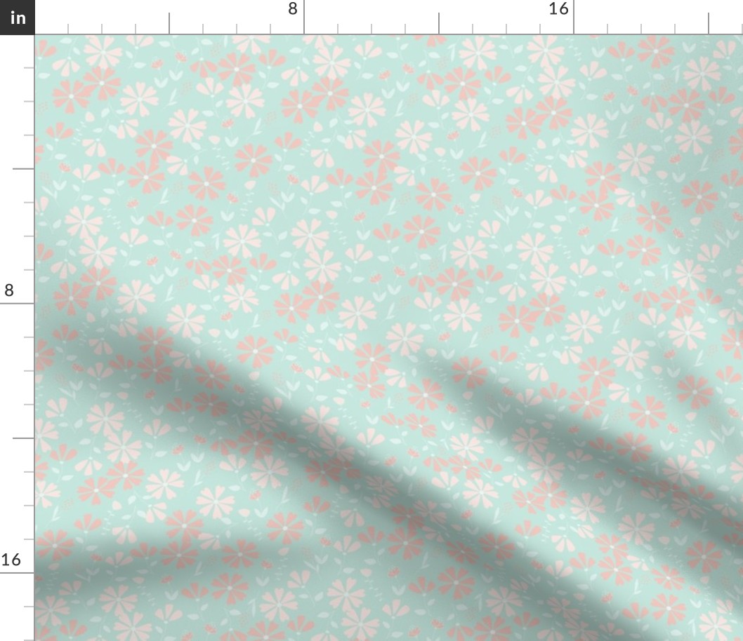 Francesca Floral - mint and pink