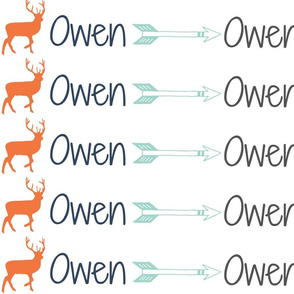 Custom Name Fabric "Owen" with deer and arrows