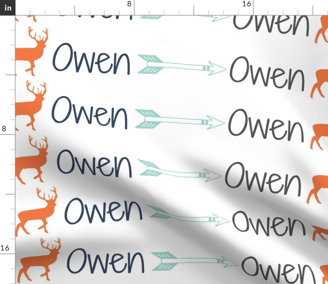 Custom Name Fabric "Owen" with deer and arrows