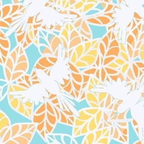 Birds of a Jungle - Peach and Blue ©2011 