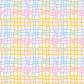Wavy Grid With Dots: White
