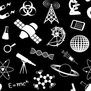 Science Symbols on Black // Large