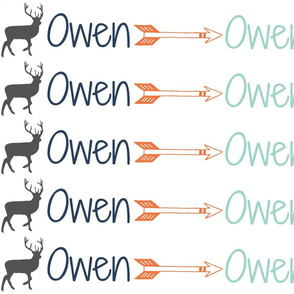 Owen fabric with deer and arrows