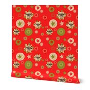 christmas fabric - pug fabric