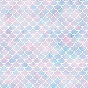 Small Scale Mermaid Scales Pattern in Cotton Candy Watercolor