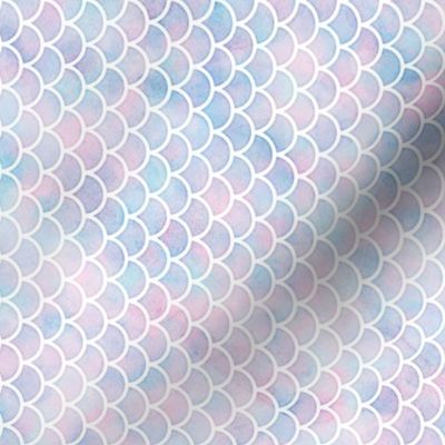 Rotated Small Scale Mermaid Scales Pattern in Cotton Candy Watercolor