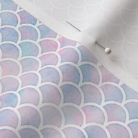 Rotated Small Scale Mermaid Scales Pattern in Cotton Candy Watercolor