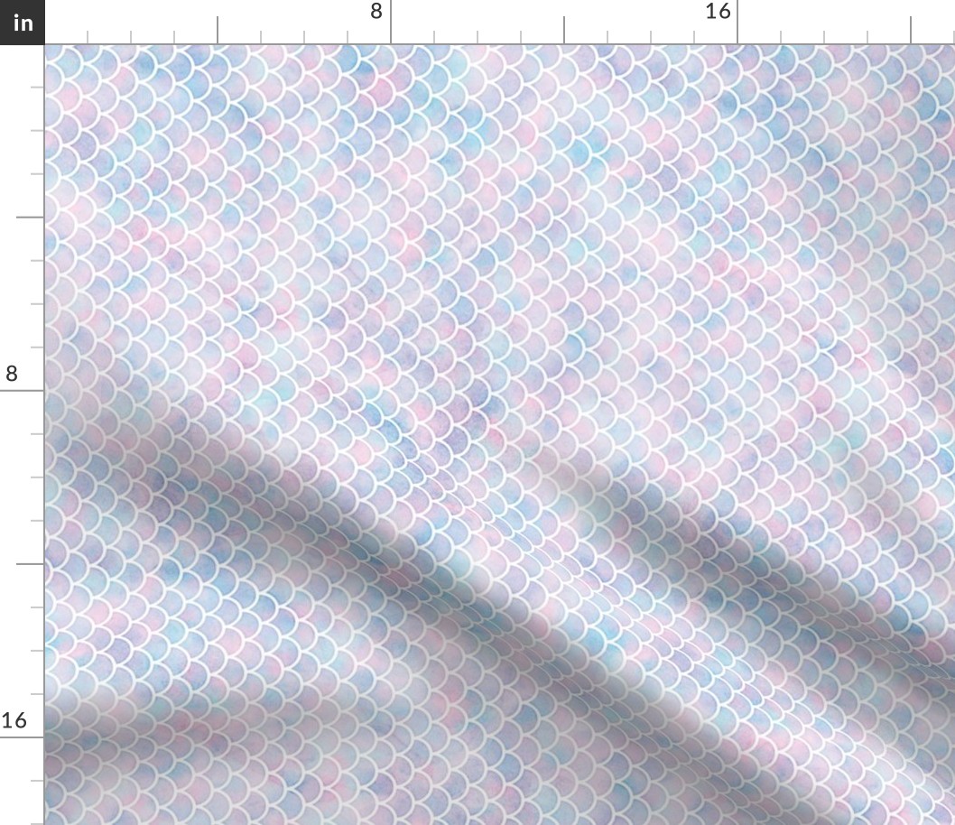 Rotated Small Scale Mermaid Scales Pattern in Cotton Candy Watercolor