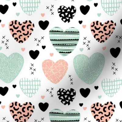 Cute hearts love and romantic wedding theme for kids and lovers valentine mint coral