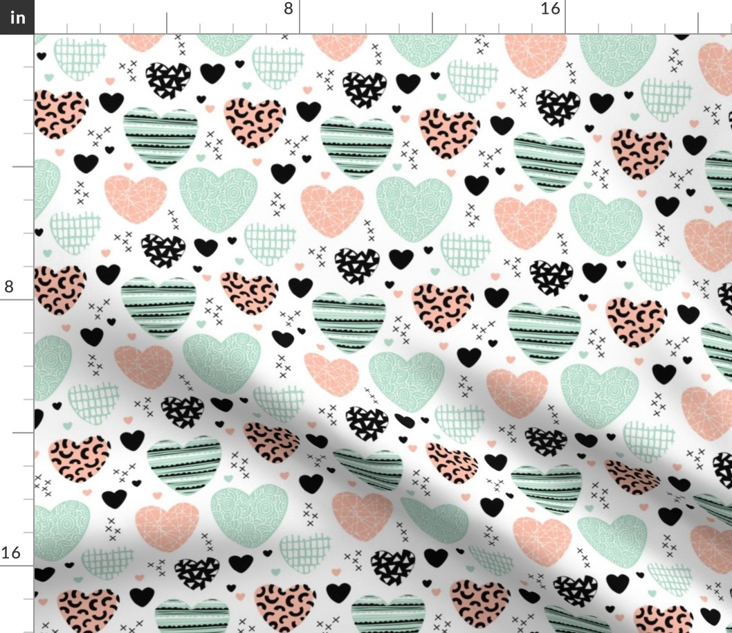 Cute hearts love and romantic wedding theme for kids and lovers valentine mint coral