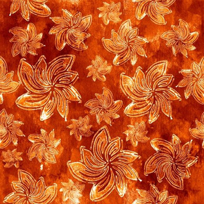 Flowers - Block Prints. Rusty shades