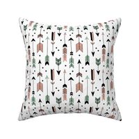 indian summer scandinavian style illustration arrows and geometric crosses gender neutral black and white coral mint