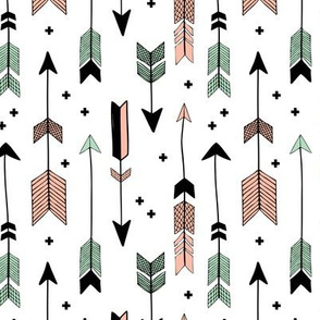 indian summer scandinavian style illustration arrows and geometric crosses gender neutral black and white coral mint