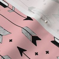 indian summer scandinavian style illustration arrows and geometric crosses girls black and white soft pastel pink