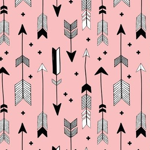indian summer scandinavian style illustration arrows and geometric crosses girls black and white soft pastel pink