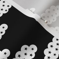 Clouds and dreams black and white sky with stars scandinavian style fabric gender neutral