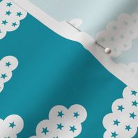 Clouds and dreams blue sky with stars scandinavian style fabric gender neutral
