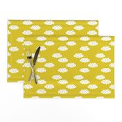 Clouds and dreams mustard yellow colorful sky with stars scandinavian style fabric gender neutral