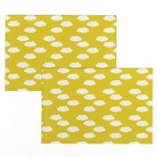 Clouds and dreams mustard yellow colorful sky with stars scandinavian style fabric gender neutral