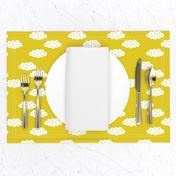 Clouds and dreams mustard yellow colorful sky with stars scandinavian style fabric gender neutral