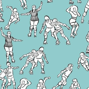 Roller Derby on Light Blue