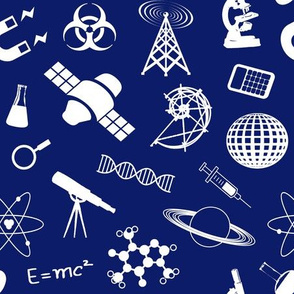 Science Symbols on Dark Blue // Large