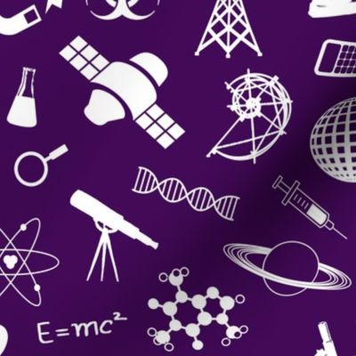 Science Symbols on Dark Purple // Large