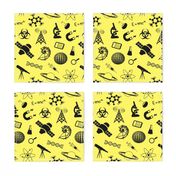 Science Symbols on Yellow // Large