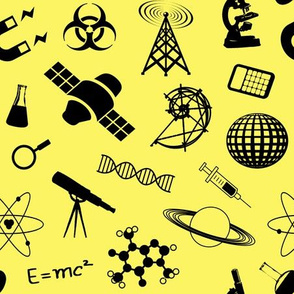 Science Symbols on Yellow // Large