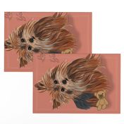 Yorkie - Quilt Pillow- has matching gingham fabric.