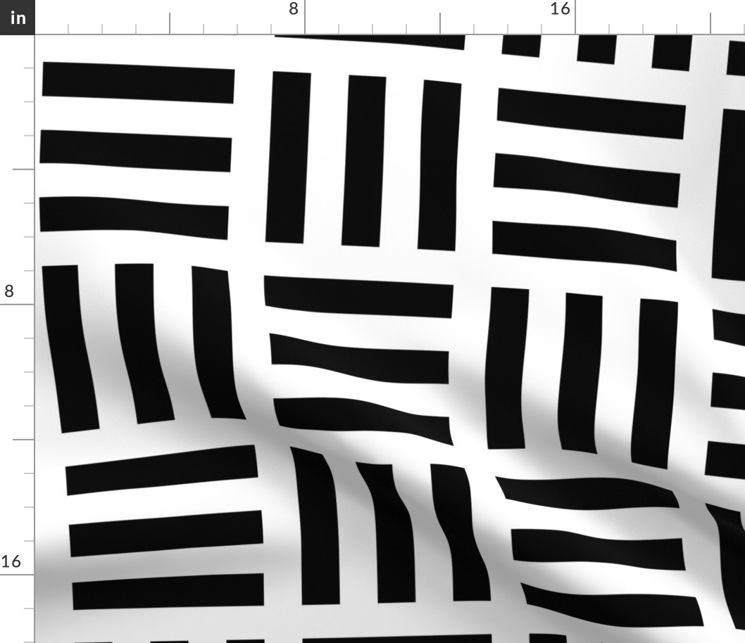 Large Black Alternating Stripes on White